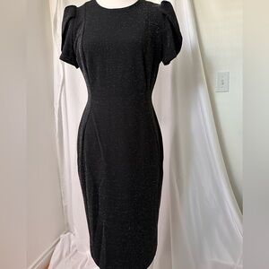 Calvin Klein Elegant Black Knee-length Tulip Sleeve Sheath Dress Size 8